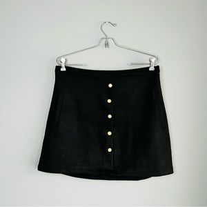 Hyfve Hyfve Hyfve L black suede aline mini skirt with pocket faux button up